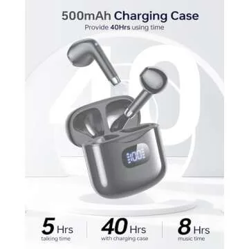 KTGEE Wireless Earbuds Bluetooth 5.3 Headphones, 40Hrs Playback Stereo Ear Buds with LED Display Charging Case IPX7 Waterproof in-Ear Earphones with Mic for Phone Tablet Laptop Sports