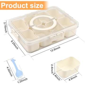 Divided Serving Tray with Lid and Handle, 1 Pcs Snackle Box Charcuterie Container, Snack Container, ...