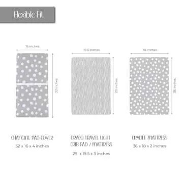 Changing Pad Cover Set | Cradle Sheet 2 Pack 100% Jersey Cotton Grey Abstract Stripes and Dots by El...