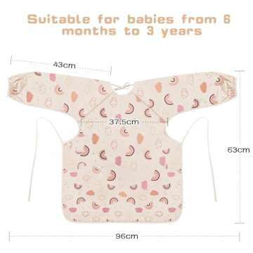 Vicloon Coverall Baby Feeding Bib, Weaning Bib Attaches to Highchair and Table, Long Sleeves Bib wit...