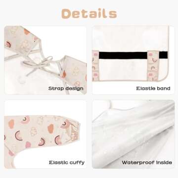 Vicloon Coverall Baby Feeding Bib, Weaning Bib Attaches to Highchair and Table, Long Sleeves Bib with Waterproof, Comfortable,Machine Washable, Baby Bib For 6 Month to 3 Years Old (Pink)