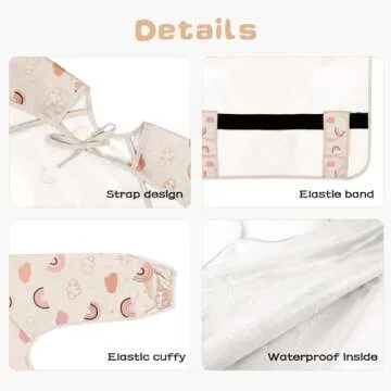 Vicloon Coverall Baby Feeding Bib, Weaning Bib Attaches to Highchair and Table, Long Sleeves Bib with Waterproof, Comfortable,Machine Washable, Baby Bib For 6 Month to 3 Years Old (Pink)