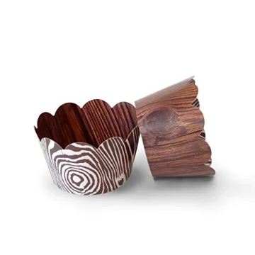 Wood Grain Cupcake Wrappers for Rustic Celebrations