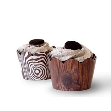 Wood Grain Cupcake Wrappers for Rustic Celebrations