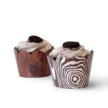 Wood Grain Cupcake Wrappers for Rustic Celebrations
