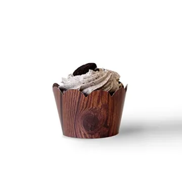 Wood Grain Cupcake Wrappers for Rustic Celebrations