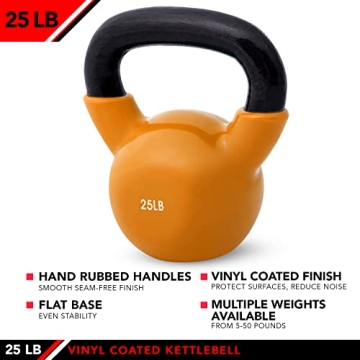 JFIT 25 LB Vinyl Coated Kettlebell - Boost Your Workout Efforts