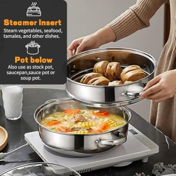 2 Tier Stainless Steel Steamer Pot for Healthy Cooking