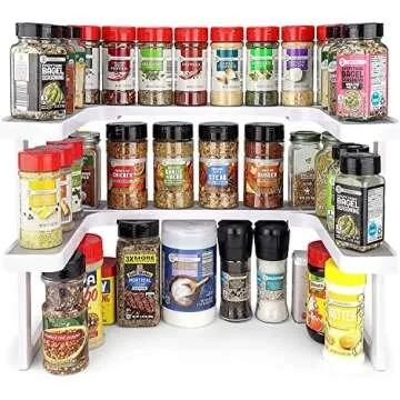 Spicy Shelf 3.0 - Expandable 2 Tiered Spice Rack Organizer for Cabinet & Pantry - Kitchen Seasoning Organizer - Cabinet Spice Racks for Inside Cabinets (Spicy Shelf Premium) - Home Organization