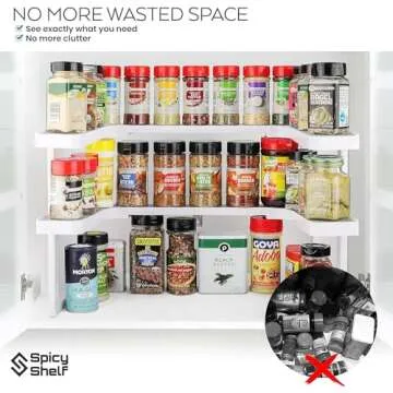 Spicy Shelf 3.0 - Expandable 2 Tiered Spice Rack Organizer for Cabinet & Pantry - Kitchen Seasoning Organizer - Cabinet Spice Racks for Inside Cabinets (Spicy Shelf Premium) - Home Organization