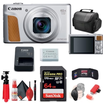 Canon PowerShot SX740 HS Digital Camera (Silver) with Complete Photography Kit (Renewed)