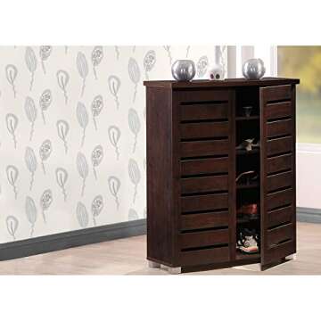 Wholesale Interiors Baxton Studio Adalwin Modern and Contemporary 2-Door Dark Brown Wooden Entryway Shoes Storage Cabinet, SC863522-Wenge
