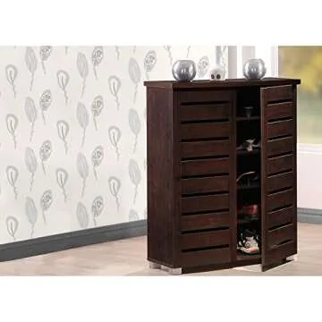 Wholesale Interiors Baxton Studio Adalwin Modern and Contemporary 2-Door Dark Brown Wooden Entryway Shoes Storage Cabinet, SC863522-Wenge