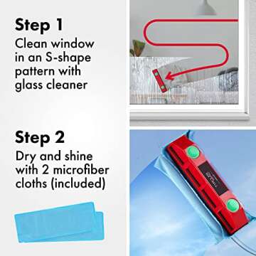 Tyroler Magnetic Window Cleaner | Double-Glazed Windows 0.8"-1.1" ONLY The Glider D-3 Glass Cleaner 3M Anti-Fall Rope Double-Sided Cleaning | Must Check Window Thickness Before Purchase