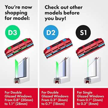 Tyroler Magnetic Window Cleaner | Double-Glazed Windows 0.8"-1.1" ONLY The Glider D-3 Glass Cleaner 3M Anti-Fall Rope Double-Sided Cleaning | Must Check Window Thickness Before Purchase