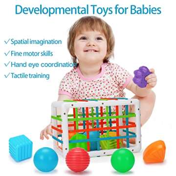 Montessori Toys for 1 Year Old, Shape Sorter 6 baby Ball Toy & 6 Sensory Shape Building Toy, Infant Toddler Baby Toys 6-12-18 Months Developmental Learning Toys For 1 Year old Boys Girls Birthday Gift