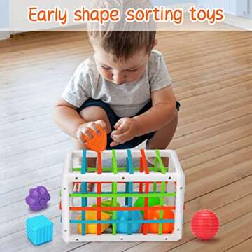 Montessori Toys for 1 Year Old, Shape Sorter 6 baby Ball Toy & 6 Sensory Shape Building Toy, Infant Toddler Baby Toys 6-12-18 Months Developmental Learning Toys For 1 Year old Boys Girls Birthday Gift