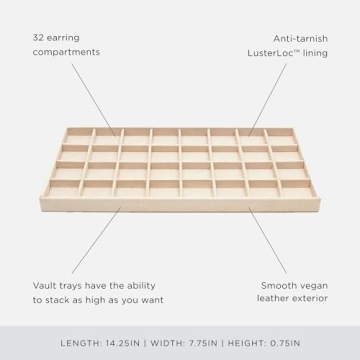 WOLF VAULT Earring Tray - Anti-Tarnish 32 Compartment Insert