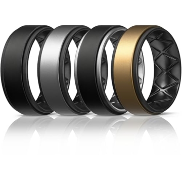 Egnaro Men's Silicone Rings Multipack - Breathable Rubber Wedding Bands