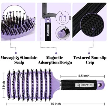 HIPPIH Boar Bristle Hair Brush Set for All Hair Types