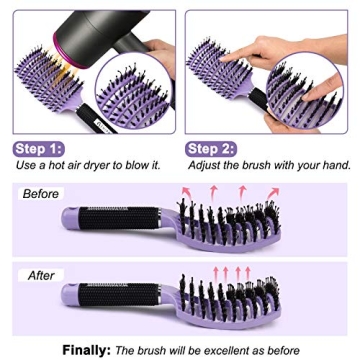 HIPPIH Boar Bristle Hair Brush Set for All Hair Types