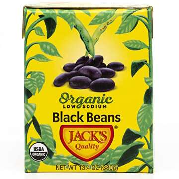 Jack's | Organic Black Beans 13.4 oz.| Packed with Protein and Fiber, Heart Healthy, Low Sodium & No...