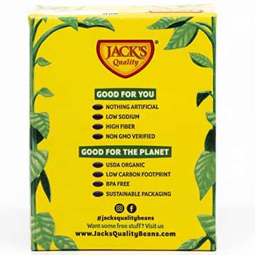Jack's | Organic Black Beans 13.4 oz.| Packed with Protein and Fiber, Heart Healthy, Low Sodium & Non GMO | (8-PACK)