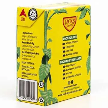 Jack's | Organic Black Beans 13.4 oz.| Packed with Protein and Fiber, Heart Healthy, Low Sodium & Non GMO | (8-PACK)