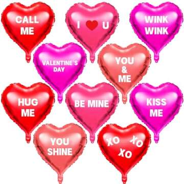 Labeol 30 pcs Valentine's Day Heart Balloons 18inch Valentines Day Decorations Foil Heart Balloons, ...