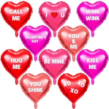 Labeol 30 pcs Valentine's Day Heart Balloons 18inch Valentines Day Decorations Foil Heart Balloons, ...