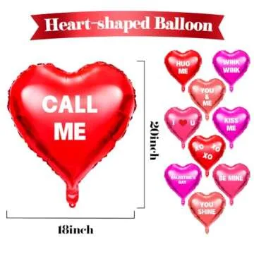 Labeol 30 pcs Valentine's Day Heart Balloons 18inch Valentines Day Decorations Foil Heart Balloons, XOXO Love Balloons for Valentines Day Propose Marriage Wedding Anniversary Backdrop Birthday Party