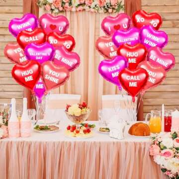Labeol 30 pcs Valentine's Day Heart Balloons 18inch Valentines Day Decorations Foil Heart Balloons, XOXO Love Balloons for Valentines Day Propose Marriage Wedding Anniversary Backdrop Birthday Party
