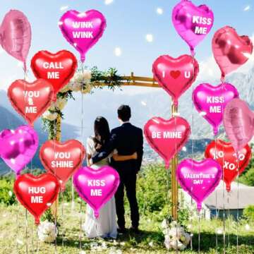 Labeol 30 pcs Valentine's Day Heart Balloons 18inch Valentines Day Decorations Foil Heart Balloons, XOXO Love Balloons for Valentines Day Propose Marriage Wedding Anniversary Backdrop Birthday Party