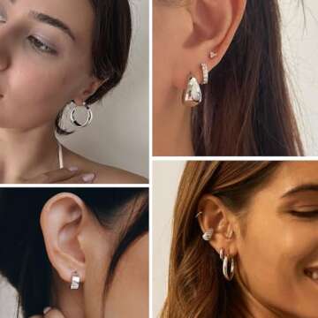 36 Pairs Gold Hoop Earrings Set for Women, Fashion Chunky Gold Hoop Earrings Multipack, Hypoallergen...