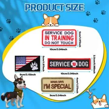 12 PCS Service Dog Patches Removable Tactical Hook Loop Harness Embroidered in Training Patch Do Not...