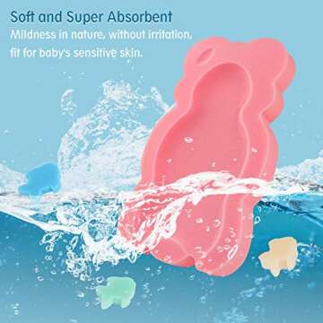 KECUCO Baby Bath Cushion Infant Bath Sponge Bath Mat, Baby Bath Pad Bath Sponge for Toddler Infant Newborn (Pink-Style4)