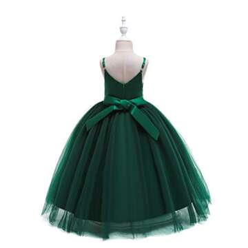 Glamulice Emerald Green Flower Girl Dress Lace Bridesmaid Long A Line Wedding Pageant Dresses Tulle ...