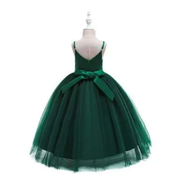 Glamulice Emerald Green Flower Girl Dress Lace Bridesmaid Long A Line Wedding Pageant Dresses Tulle ...