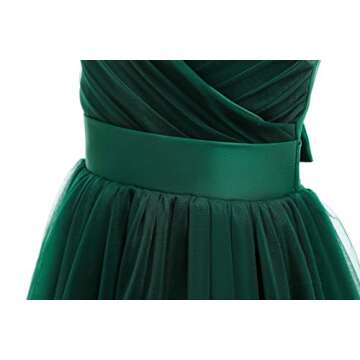 Glamulice Emerald Green Flower Girl Dress Lace Bridesmaid Long A Line Wedding Pageant Dresses Tulle Spaghetti Strap Party Gown Photo Shoot Holiday Evening Formal Princess Dance Ball Gown Green Prom 6