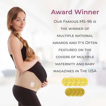 GABRIALLA Elastic Pregnancy Belly Band for Pregnant Women, Baby Safe Design, Adjustable & Breathable Maternity Belt, Improve Posture and Relieves Back, Joint, & Hip Strain (MS-96 Beige, L)
