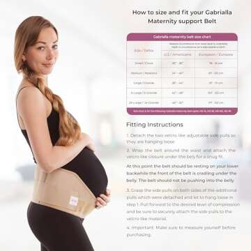 GABRIALLA Elastic Pregnancy Belly Band for Pregnant Women, Baby Safe Design, Adjustable & Breathable Maternity Belt, Improve Posture and Relieves Back, Joint, & Hip Strain (MS-96 Beige, L)