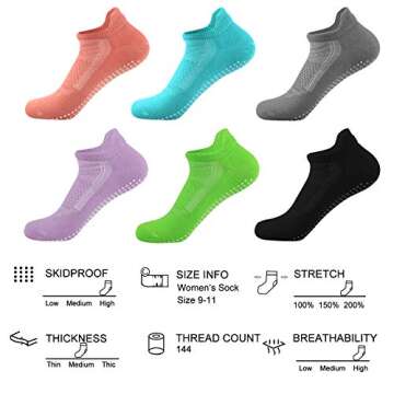 FUNDENCY Non Slip Yoga Socks for Women, Anti-Skid Socks for Pilates Bikram Fitness Socks with Grips