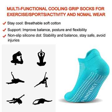 FUNDENCY Non Slip Yoga Socks for Women, Anti-Skid Socks for Pilates Bikram Fitness Socks with Grips