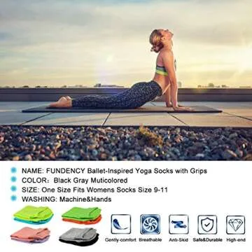 FUNDENCY Non Slip Yoga Socks for Women with Grips