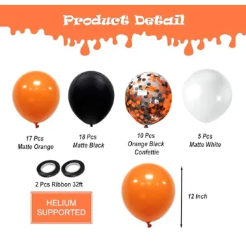 Halloween Balloons Set 50Pcs Black Orange Decor