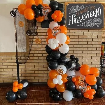 Halloween Balloons Set 50Pcs Black Orange Decor