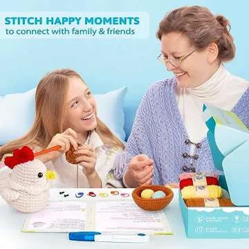 Crochetta Crochet Kit for Beginners, Crochet Starter Kit with Step-by-Step Video Tutorials, Crochet DIY Knitting Supplies for Adults Kids, Cute Hen Chicken with Eggs Crocheting Set(40%+ Yarn)