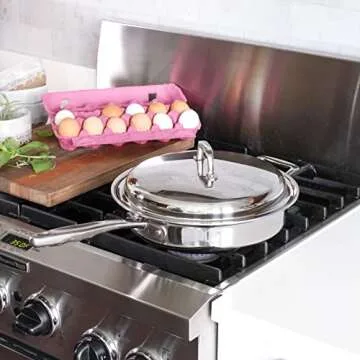 360° Saute Pan 12" with Lid, Stainless Steel Cookware, Hand Crafted in the United States, Induction Cookware.
