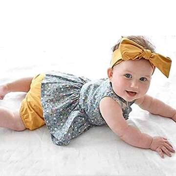Baby Girl Sleeveless Shirt Top Short Pants with Headband Outfits Summer Clothes