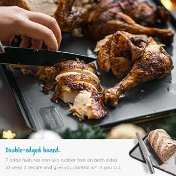 Dreamfarm Fledge Durable, Double-Sided Cutting Board with Non-Slip, Juice-Catching Flip-Up Silicone Edges - 10"x7" Gray